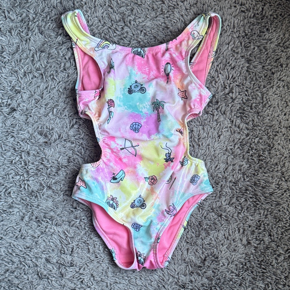 Disney Pastel Tie-Dye One-Piece Swimsuit in Pink and Mint